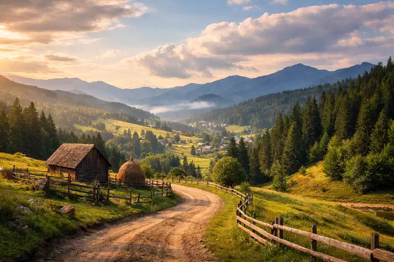 Peisaj din Bucovina cu drum de munte, pădure și zone liniștite mai puțin cunoscute